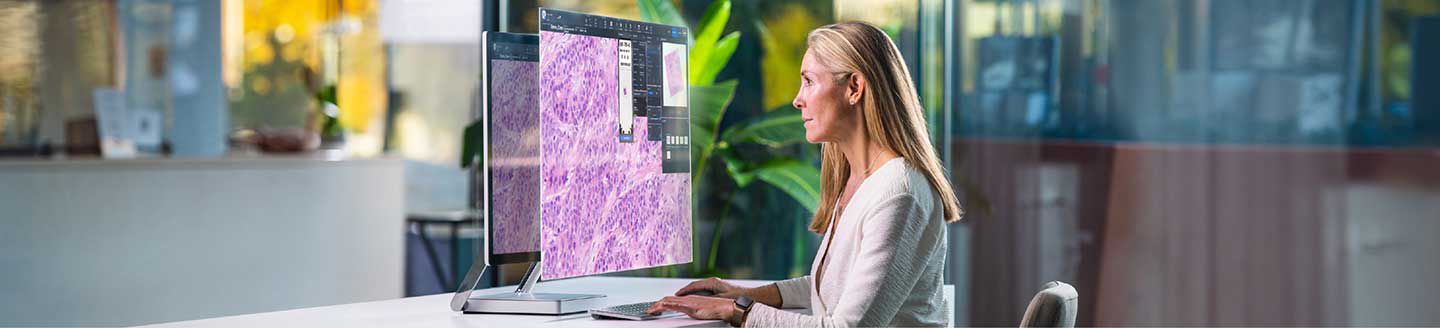 digital-pathology-image-analysis-woman-looking-at-upath-software