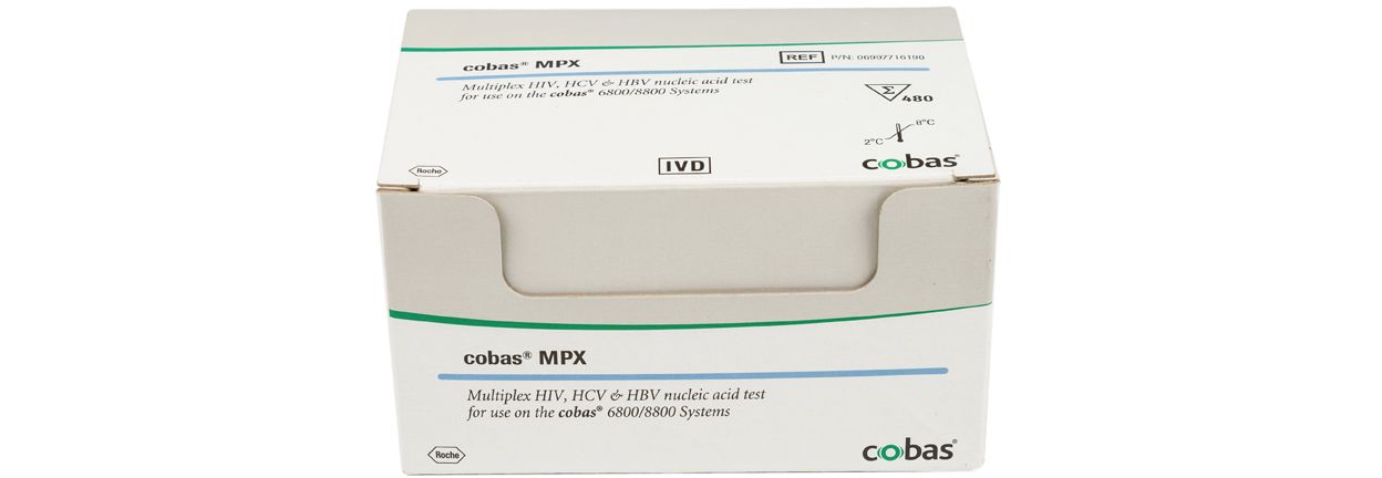 提供された血液中のHIV、HCV、HBVを検出するためのcobas® MPXアッセイの画像