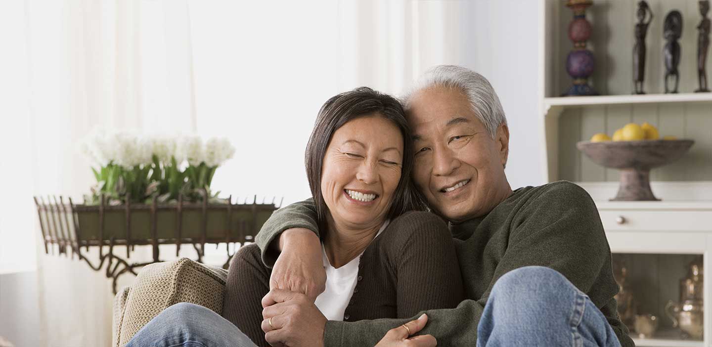 Asian couple at home